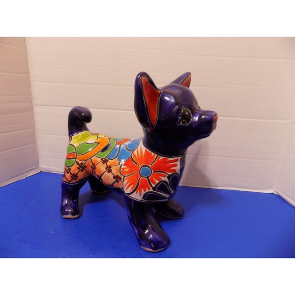 NEW Mexican Chihuahua Statue Figurine Dog Folklore Hand Painted Clay Art - Picture 1 of 6